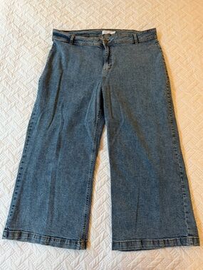 My Style Plus Size 20 Woman Lady Wide-Leg Denim Jeans Medium Blue